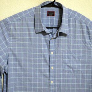 UNTUCKit Shirt Mens 2XL Long Sleeve Button Nylon Blend Blue White Stripes